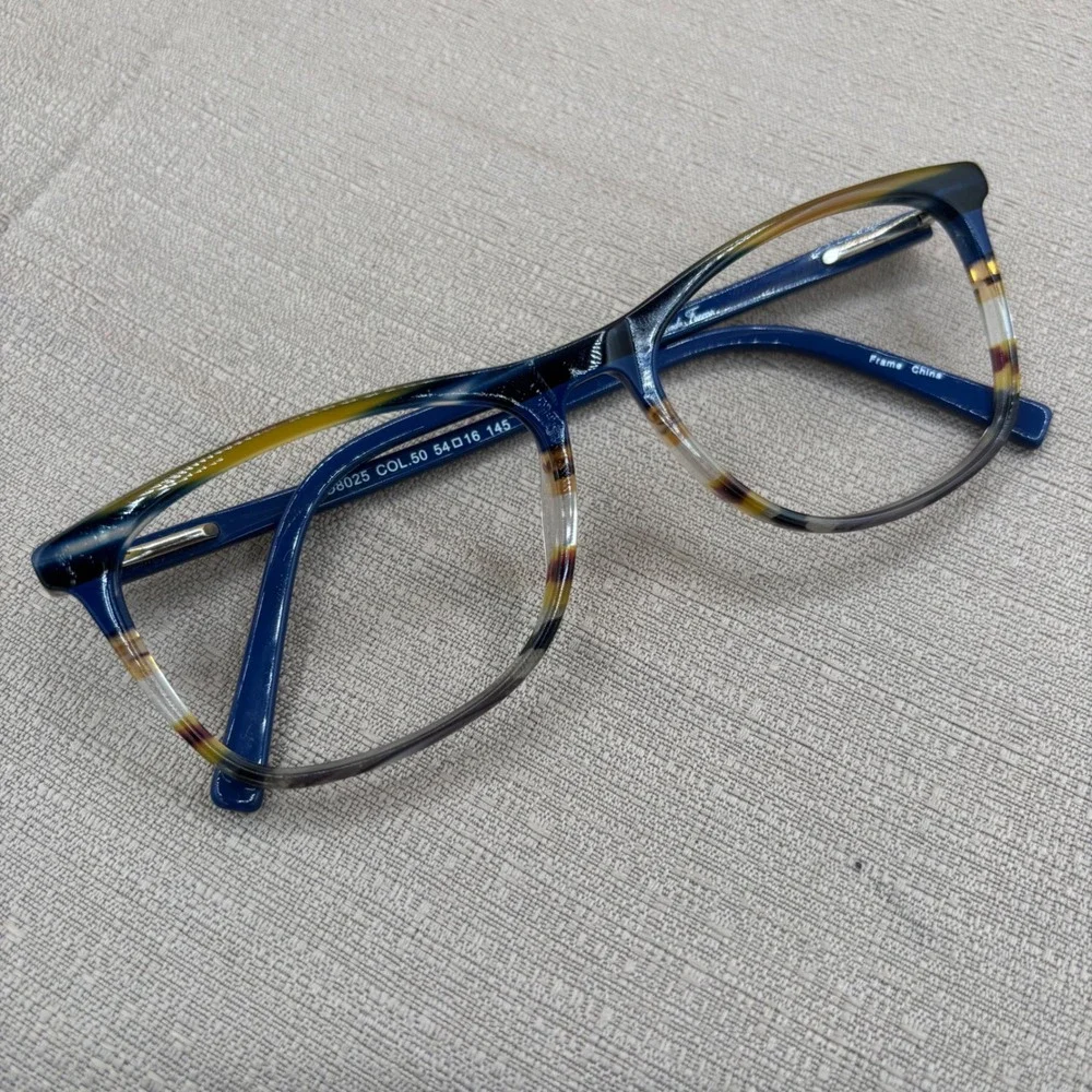 Di Valdi DV08025 Blue Tortoise Cat Eye Eyeglass Frames Handmade 54-16-145 NWOT